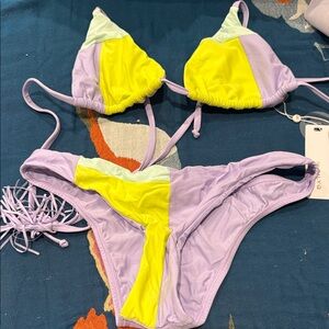 Pilyq Lavender and Yellow Bikini Set